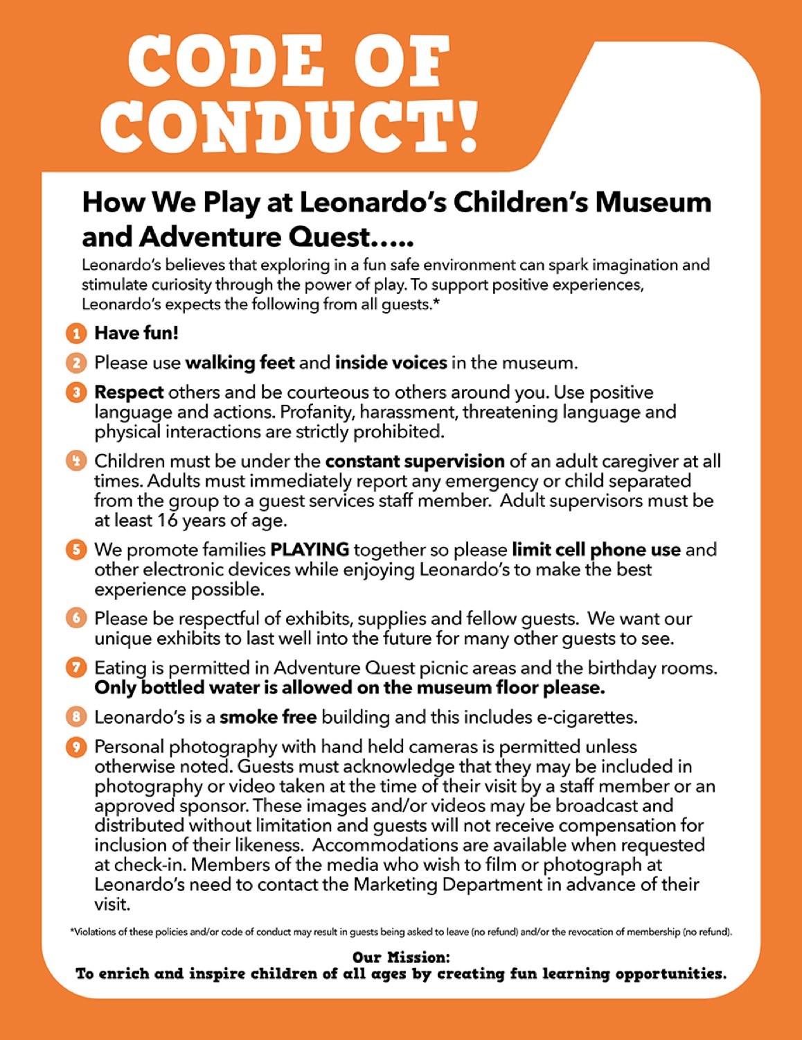 FAQ - Leonardo's Children's Museum - Interactive Children's Museum in ...